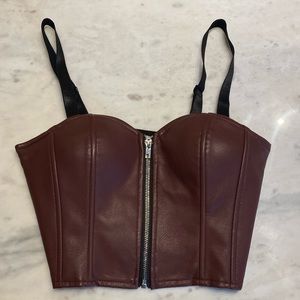 Superdown/ Revolve Leather zip up corset